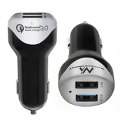 Maclean Avtomobilski polnilec max4.8A 2xUSB Energy MCE157 Qualcomm Quick Charge QC 3.0 plus kabel 1.5m Silver