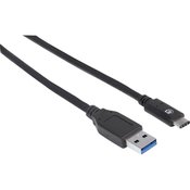 Manhattan USB 3.1 priključni kabel [1x USB-C™ vtikač - 1x USB 3.0 vtikač A] 1 m črne barve UL-certificiran Manhattan