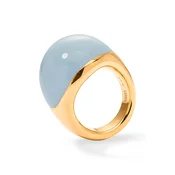 BERRIES prstan ženski pozlačen srebrni emajl Viva Vintage Blue XL Ring
