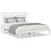 Vidaxl Daljši posteljni okvir brez vzmetnice bel 160x210 cm trden les