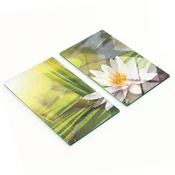 shumee Komplet dveh dekorativnih steklenih kuhinjskih desk Lotus in ribnik 2x30x52 cm