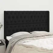 Vidaxl Vzglavje z ušesi črno 163x16x118/128 cm blago