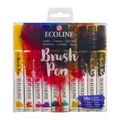Akvarelna pisala Ecoline Brush Pen Dark | Komplet 10 kosov