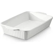 Dowan DOWAN keramični pekač za lazanjo 3992 ml, 23,6x33 cm, velik globok pekač z ročaji, vzdržljiv, varen, bel, darilo za dom, (22137438)