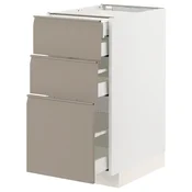 METOD/MAXIMERA Podstav omr 3lč/2nzk/1sre/1vsk prd, bela/Upplöv mat temno bež, 40x60 cm