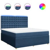 Vidaxl Box spring postelja z vzmetnico modra 180x200 cm blago