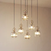 TK Lighting Visoka svetilka Sophia, 6-žarilna, 65 cm, konjak/črna, E14 - Dnevna soba/jedilnica - konjak, črn - Steklo