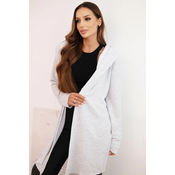 Kesi Womens cotton hoodie with an elongated front light gray