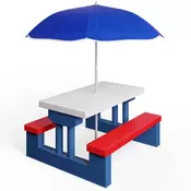 Otroški sedežni komplet s senčnikom JASMIN, 67x78,5x42,5cm, modra/bela/rdeča Spielwerk