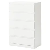 LILLBERGET Predalnik s 5 predali, bela, 70x43x108 cm
