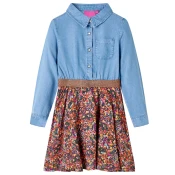 vidaXL Otroška obleka z dolgimi rokavi mornarsko in denim modra 128, (21049286)