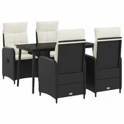 Vidaxl Set miz za kavč z blazino z blazino 5 pcs Črna in krem bela