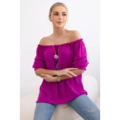 Spanish blouse with decorative sleeves dark purple