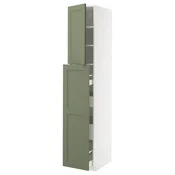 METOD/MAXIMERA Visoka omara+izv kolona 4pr/1vr/2pc, bela/Axstad sivo zelena, 40x60x220 cm