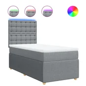 Vidaxl Box spring postelja z vzmetnico svetlo siva 80x200 cm blago