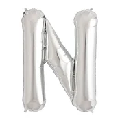 shumee Folija balon s črko N, srebrn, 40 cm, za rojstnodnevno poročno zabavo