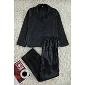 Trendyol Black Leopard Patterned Satin Woven Pajama Set