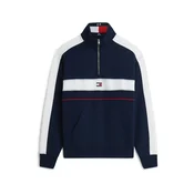 Tommy Jeans Majica Colour-blocked Quarter-zip Relaxed  temno modra / rdeča / bela