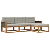 Set vanjskih sofa s jastukom 4 pcs Prirodna i Svjetlosiva