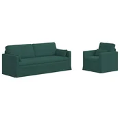 Vidaxl Kavčna garnitura 2 szt. Temno zelena 198 x 78 x 80 cm blago