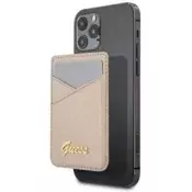 GUESS GUWMSSASLGO ovitek za kartice MagSafe za iPhone 14, iPhone 13 - bež