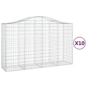 Vidaxl Obokana gabionska košara 10 kos 200x50x120/140cm cinkano železo
