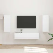 Set TV komoda Zidne 2 pcs Visoki sjaj bijela Konstruirano drvo