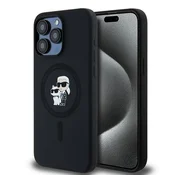 Karl Lagerfeld KARL LAGERFELD ovitek za iPhone 15 Pro Max, združljiv z MagSafe KLHMP15XSCMKCRHK (silikonski KC Body Ring) črn