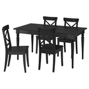 ROSENTORP/ROSENTORP Miza in 4 stoli, črna/črna, 155/215x87 cm
