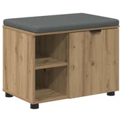 Vidaxl Haldna klop z blazino s polico Obrtni Hrast 60 x 38 x 46 cm