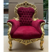 Casa Padrino Baroque Armchair Bordeaux Red/Gold - Handmade Antique Style Living Room Armchair - Antique Style Furniture - Baroque Living Room Furniture