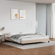 shumee vidaXL Posteljni okvir z vzglavjem brez vzmetnice, kapučino, 160x200 cm