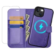 OCASE snemljiv ovitek/denarnica za iPhone 14 + zaščitno steklo – vijolična