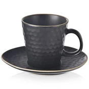 Northix Keramična skodelica s krožničkom črna TEA TIME 235 ml