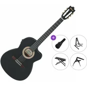 Ibanez GA5MHTCE-WK Premium SET 4/4 Weathered Black Open Pore Klasična kitara z elektroniko