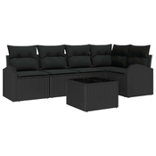 Sjedeća garnitura za vrt 6 kom. Crna poliratan 234 x 124 x 85 cm