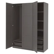 PAX/BERGSBO Garderobni sestav, temno siva, 150x60x201 cm