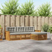 Set vanjskih sofa 4 kom. Prirodna i svijetlo siva