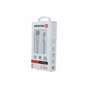 Swissten Lightning (8pin) podatkovni kabel 2 m - beli pleteni