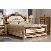 Casa Padrino luxury baroque double bed white/beige/brown/gold - Magnificent solid wood bed - Luxury bedroom furniture in baroque style - Baroque bedroom furniture - Baroque bedroom furnishings