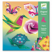 Origami set Djeco - Tropi, s 24 neonska papira