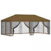 Paviljon s bočnim stranama 6 x 3 m Sivosmeđa Poliester i čelik