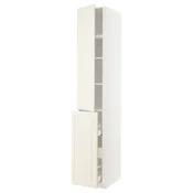 METOD/MAXIMERA Visoka omara+izv kolona 3pr/1vr/2pc, bela/Bodbyn krem bela, 40x60x240 cm