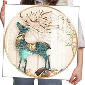 shumee Ob_XL_26 - Diamantna slika 50x50 - Živali, Zeleni jeleni