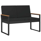 Vidaxl Zunanja klop 2 -Seater 107 x 61 x 80 cm poli ratan Črna