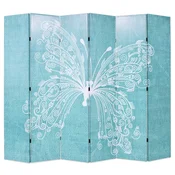 Vidaxl Zložljiv paravan 228x170 cm metulj moder