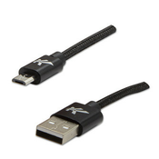 Logo Kabel USB (2.0), USB A moški - microUSB moški, 2 m, 480 Mb/s, 5V/1A, črn, škatla, najlonski oplet, aluminijast pokrov priključka