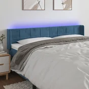 Vidaxl vidaXL Vzglavje postelje z LED diodo temno modro 163x16x78/88 cm žamet