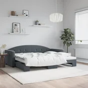 vidaXL Izvlečna dnevna postelja temno siva 90x200 cm žamet