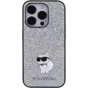 Karl Lagerfeld zaščitni ovitek Glitter Choupette Logo Metal Pin, Iphone 15 Pro